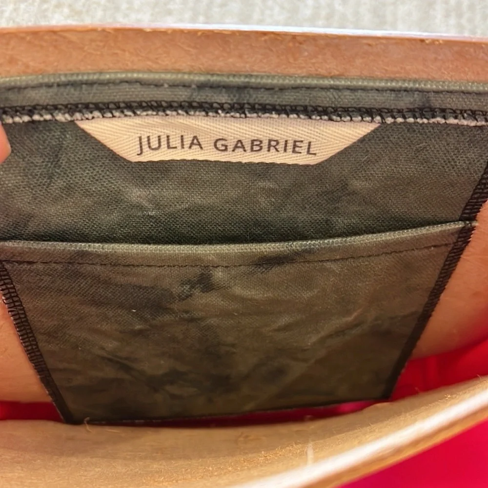 NWOT Julia Gabriel Studio Square Leather Nylon Strap Shoulder Bag